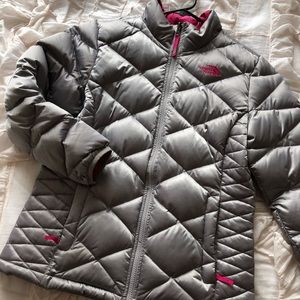 Silver and Pink Northface Coat